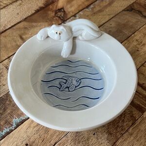 Fitz and Floyd Cat-Fish White Ceramic Bowl Trinket Dish Vintage